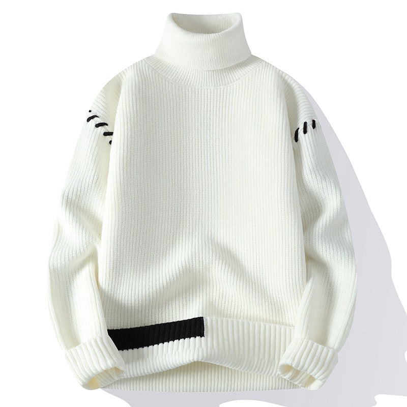 Street-wave Women Chunky Knit Turtleneck Sweater With Decorative Sleeve Details And Soft Cotton