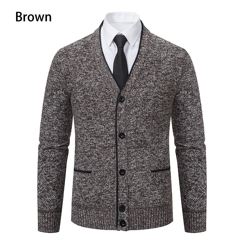 Street-Wave Men's V-Neck Cardigan With Soft Knit And Elegant Details For Everyday Smart Casual
