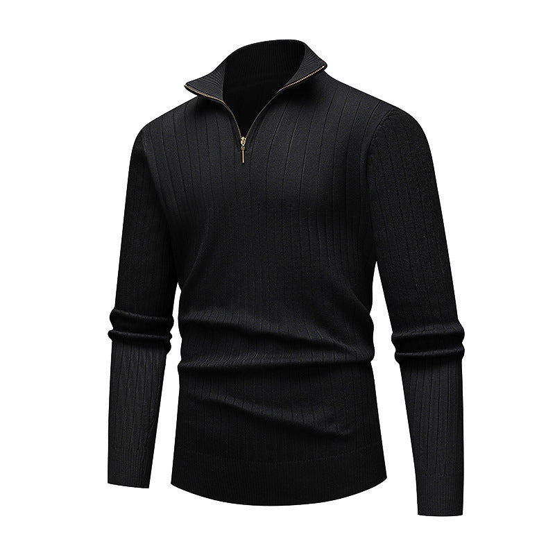 Street-wave Mens Premium Knit Pullover Stand Collar Zipper