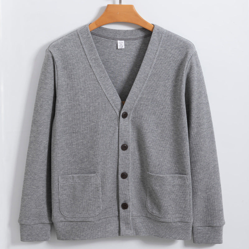 Street-Wave Mens Cardigan Cotton Knit Relaxed Fit With Pockets