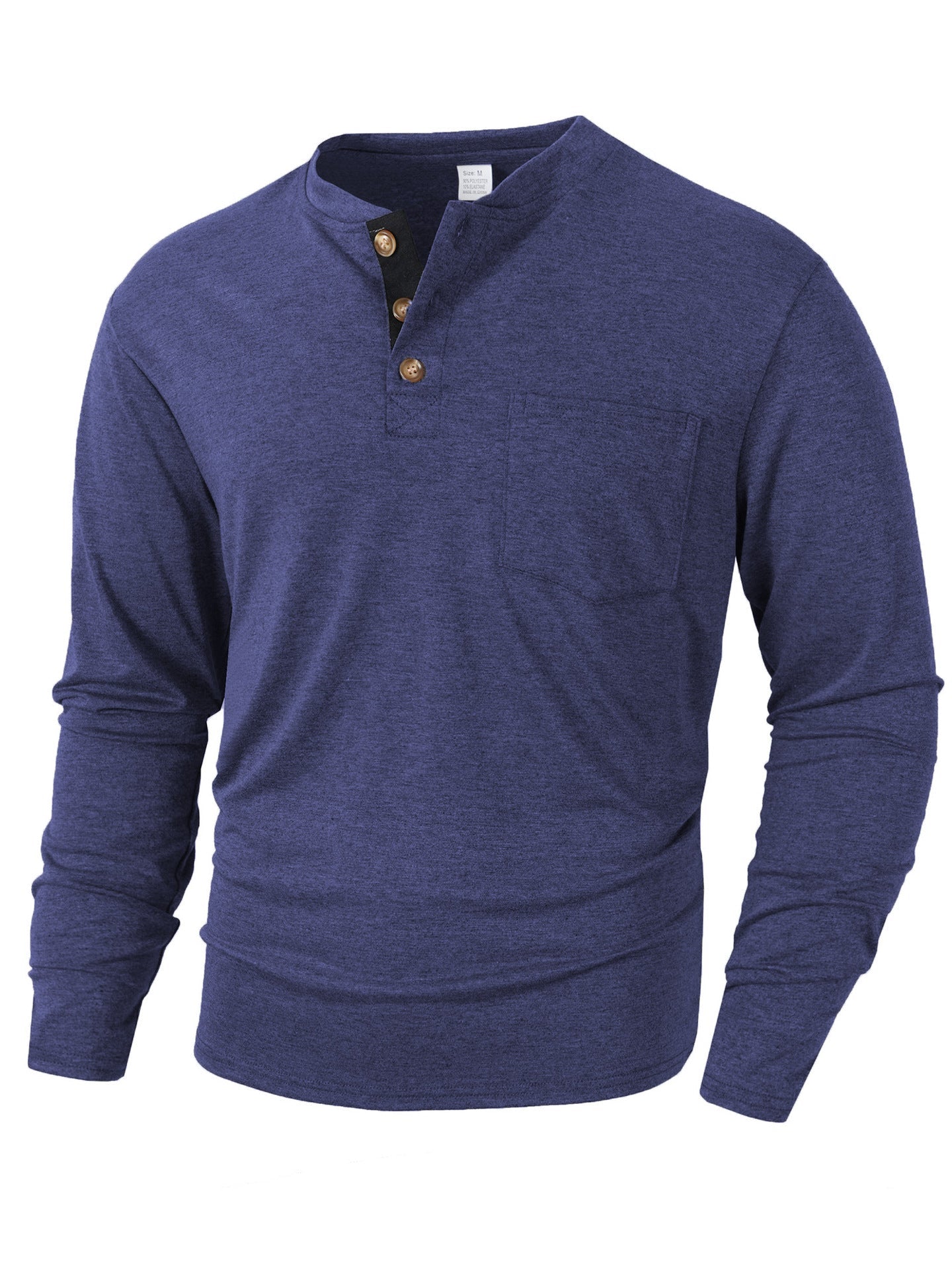 Street Wave Men Henley Shirt Long Sleeve Comfort Fit Soft Cotton For Everyday Wear