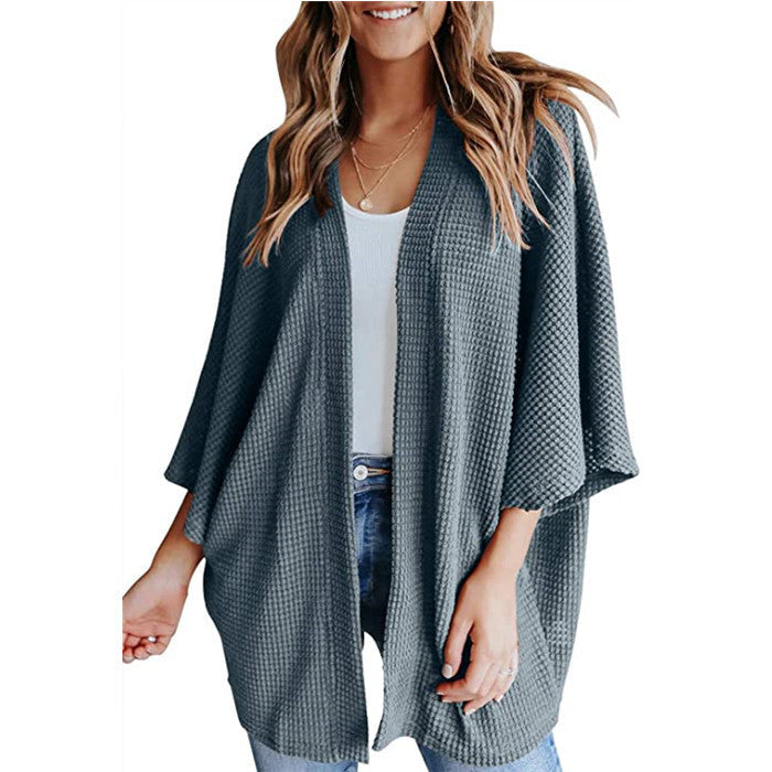 Street-Wave Women's Waffle Knit Cardigan Cozy Versatile Everyday Layer Perfect for Casual Wear