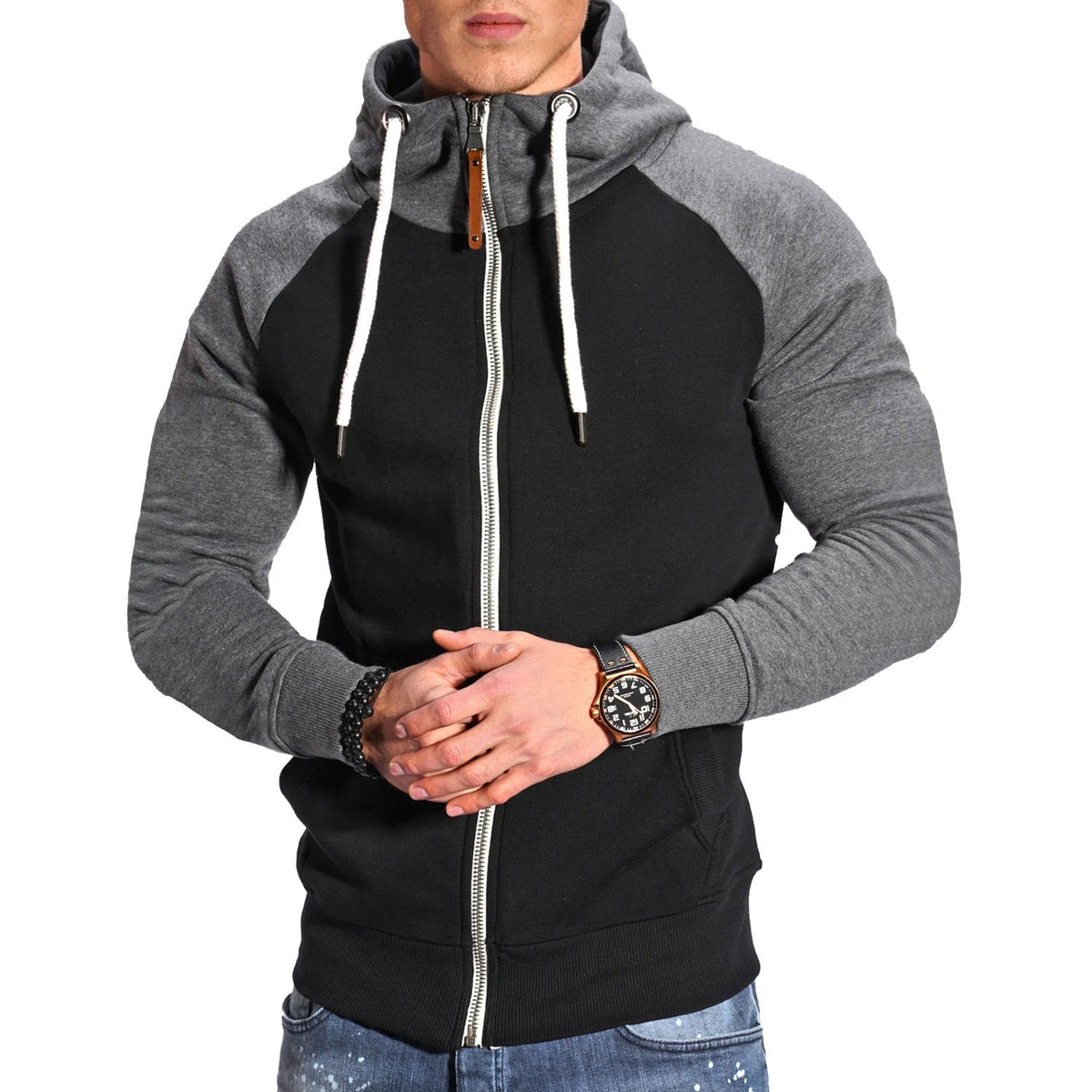 Street-Wave Men's Hooded Zip Hoodie With Premium Zipper Refined Style For Style Conscious Men