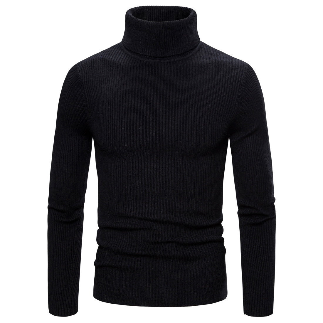 Mens Ribbed Turtleneck Knit Sweater Street-Wave Breathable Cotton Comfort For Men Everyday Style