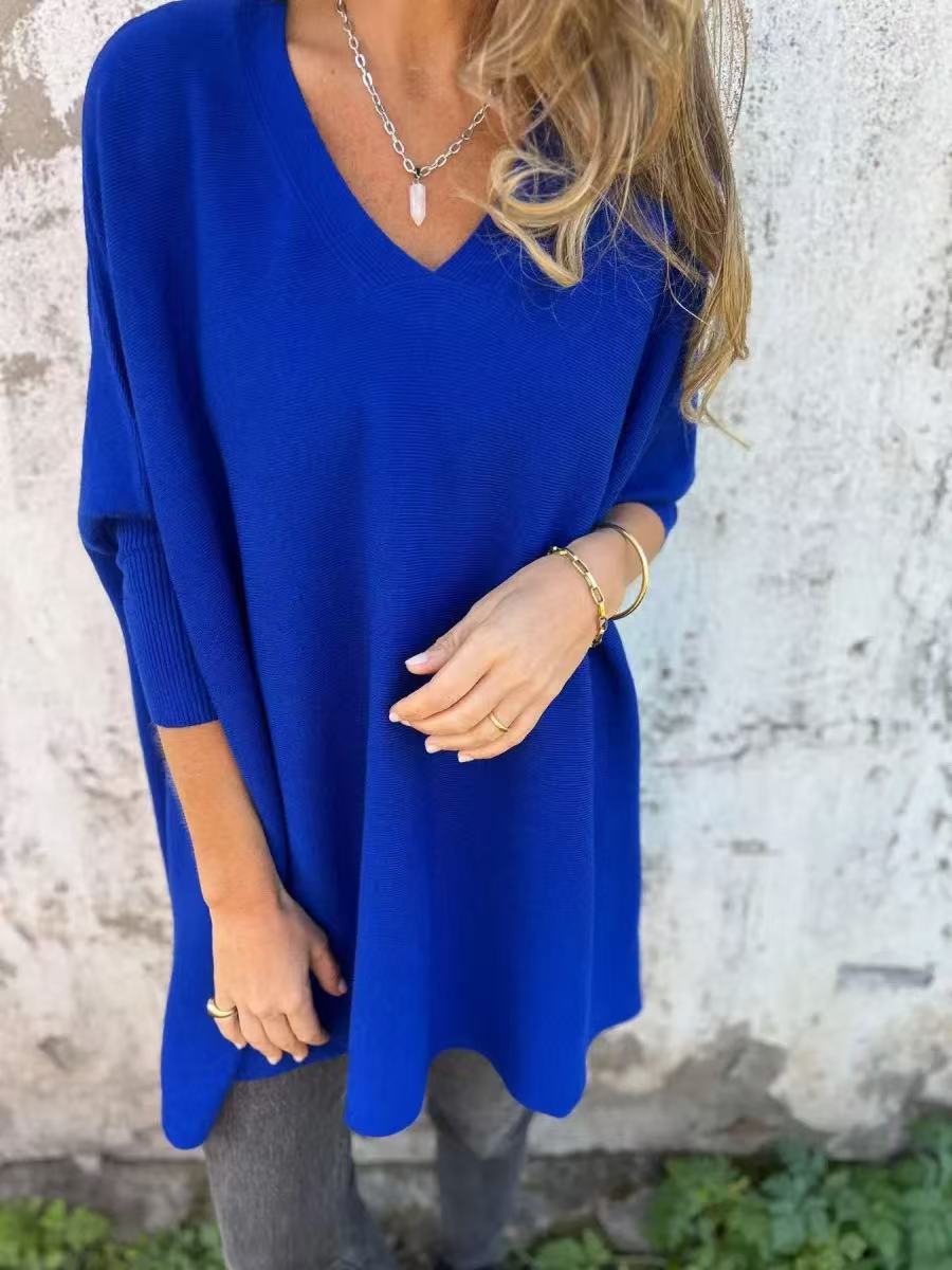 Streetwave Women Oversized V Neck Sweater Airy Breathable Cotton For Casual Days