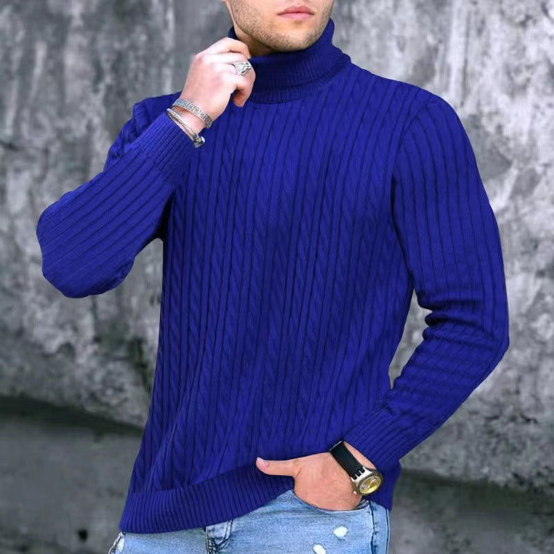 Street-Wave Men's Ribbed Knit Sweater With Premium Warmth And High Collar For Style Conscious Men Everywhere