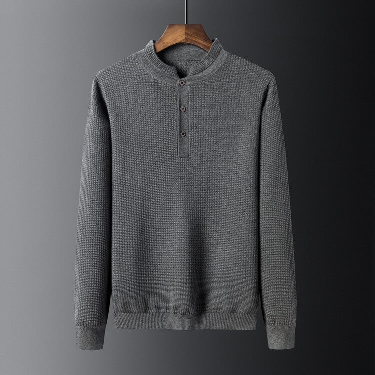 Streetwave Mens Structured Knit Pullover Button Placket