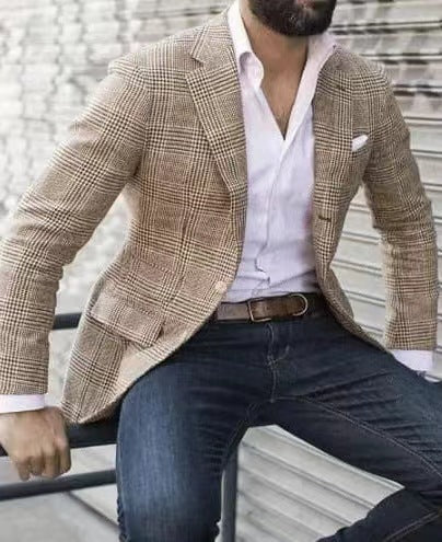 Street Wave Linen Blazer For Men Slim Fit Elegant White Jacket For Formal And Casual