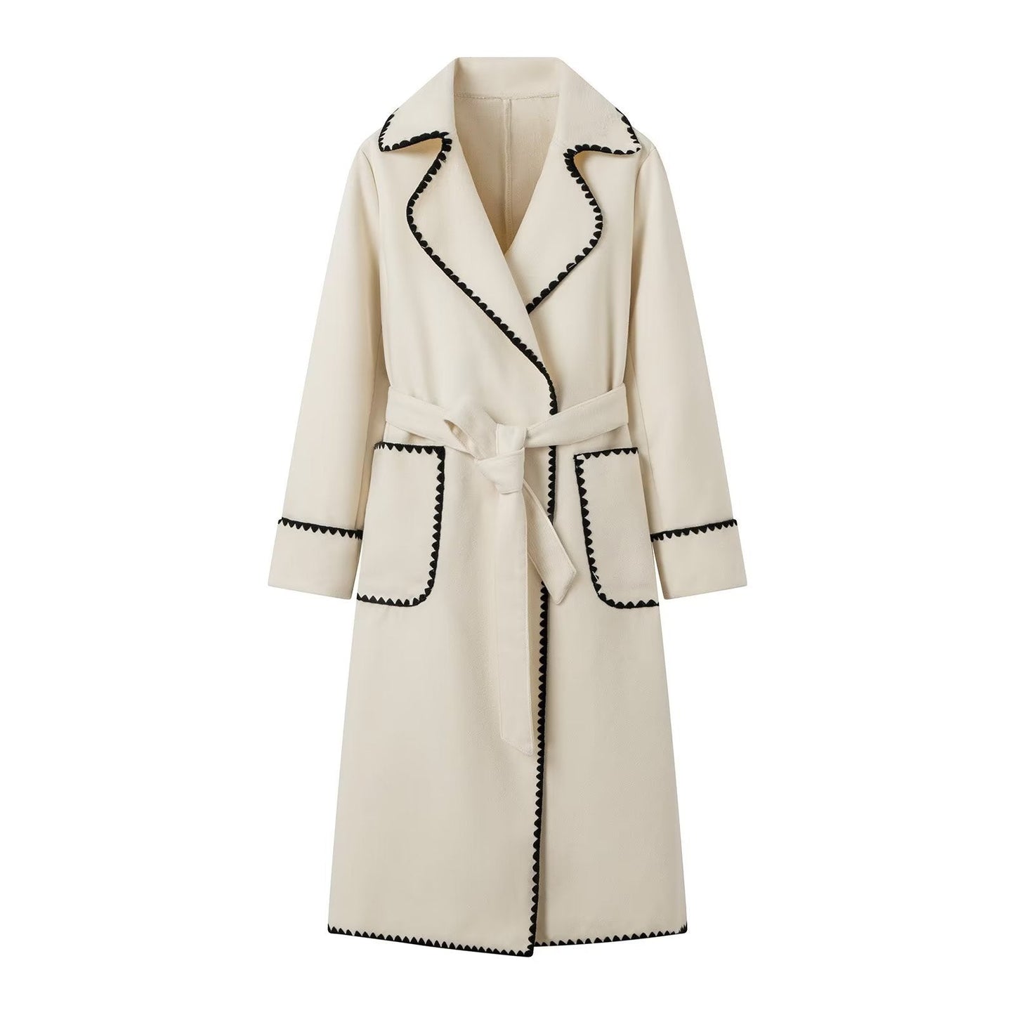 Elegant Transitional Coat For Women By Streetwave With Decorative Belt And Premium Pockets