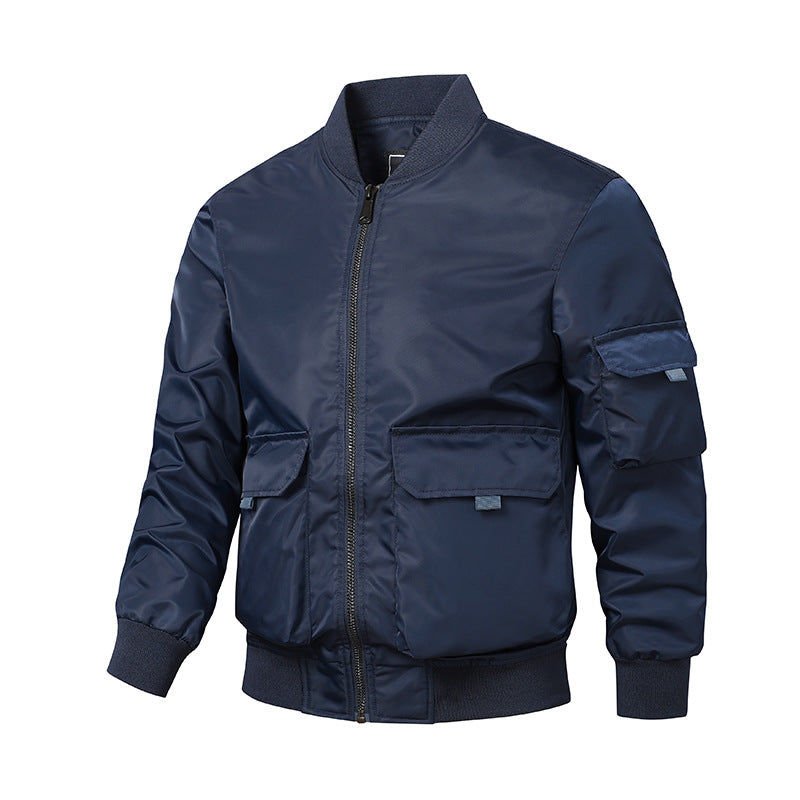 Street-Wave Men's Bomber Jacket With Practical Pockets And Elastic Cuffs Lightweight Breathable Polyester