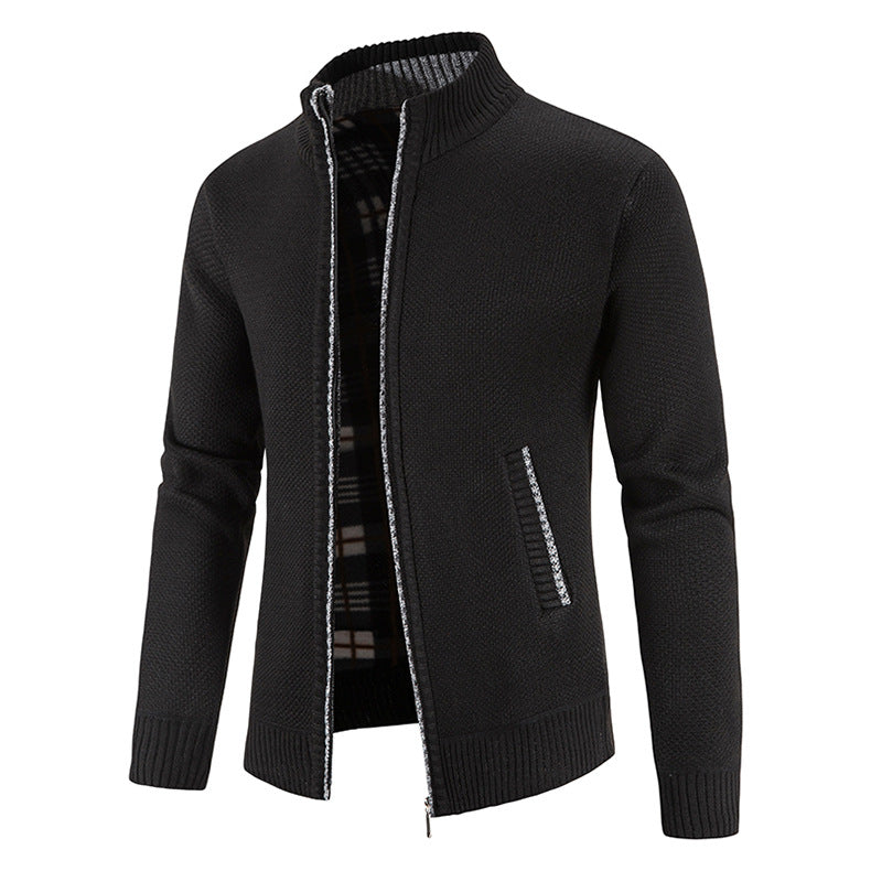 Mens Cardigan With High Collar And Practical Pockets For Daily Cozy Wear By Street-Wave
