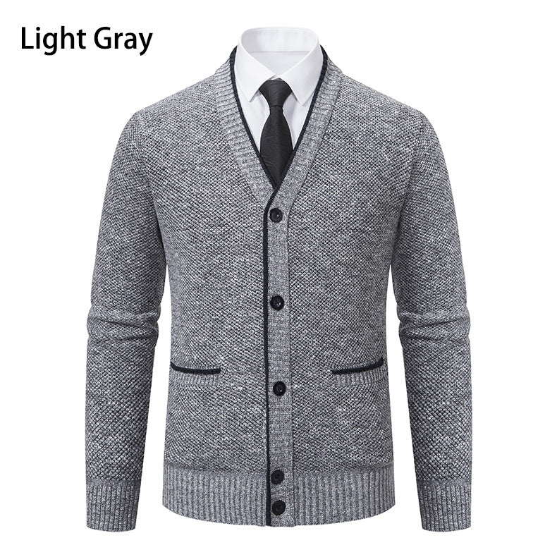 Street-Wave Men's V-Neck Cardigan With Soft Knit And Elegant Details For Everyday Smart Casual