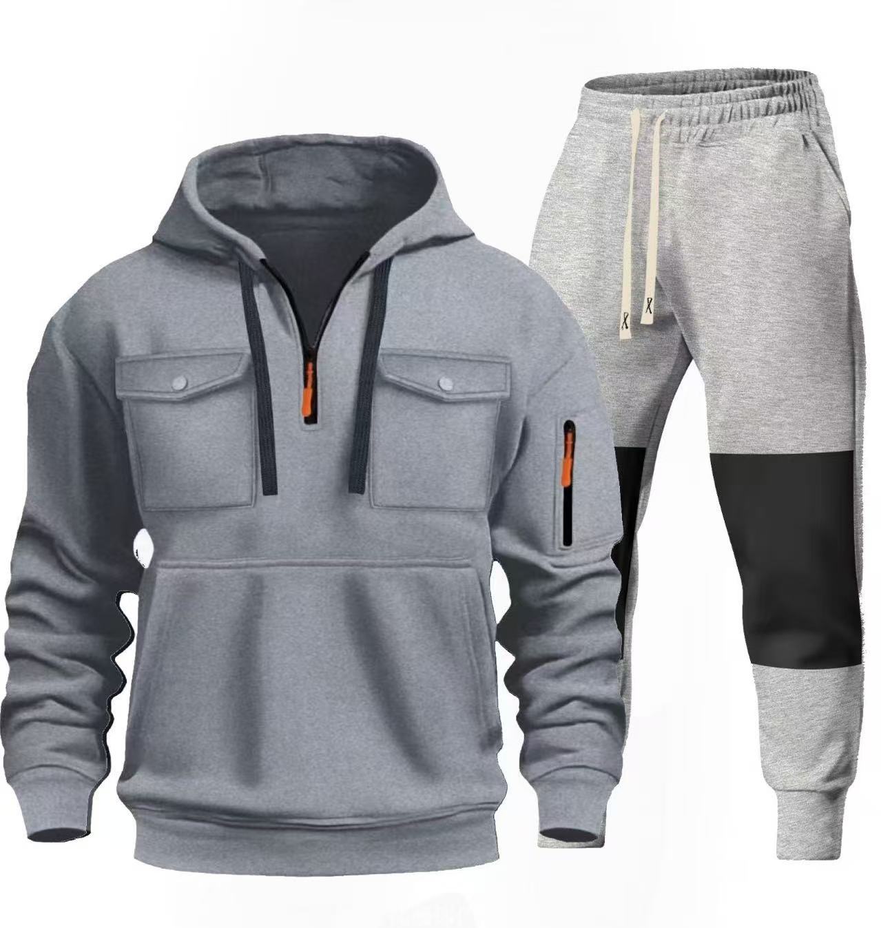 Street-wave Mens Functional Sweatshirt And Jogger Set For Active Comfort And Style