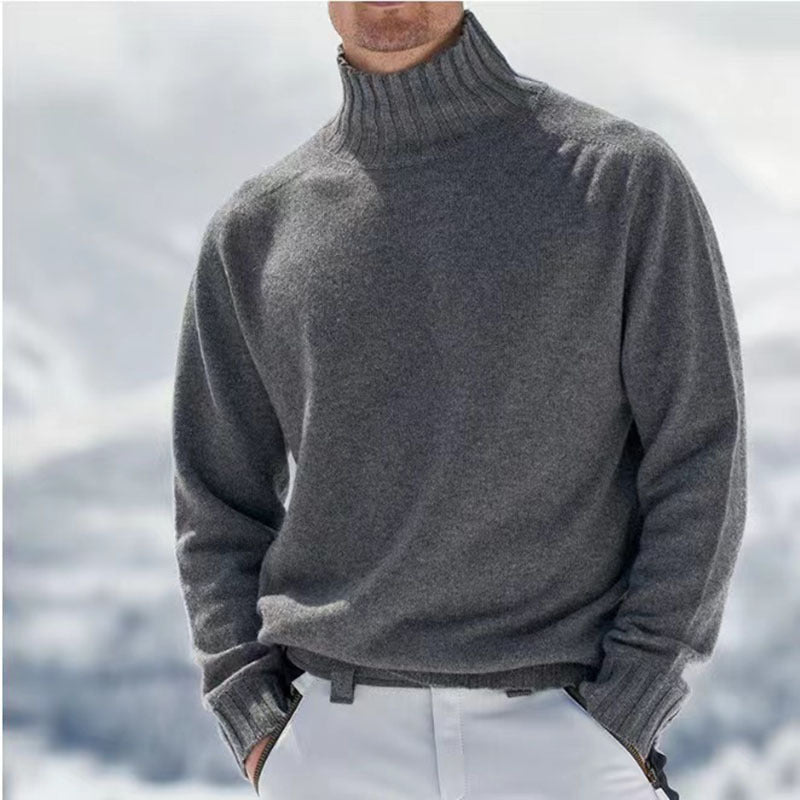 Streetwave Mens Wool Turtleneck Sweater With Structured Details For Cold Weather Comfort