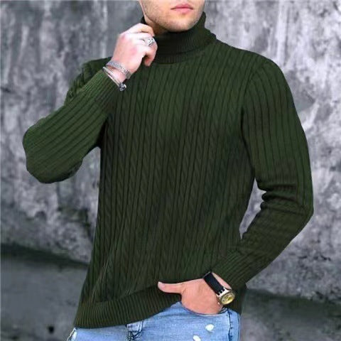 Street-Wave Men's Ribbed Knit Sweater With Premium Warmth And High Collar For Style Conscious Men Everywhere