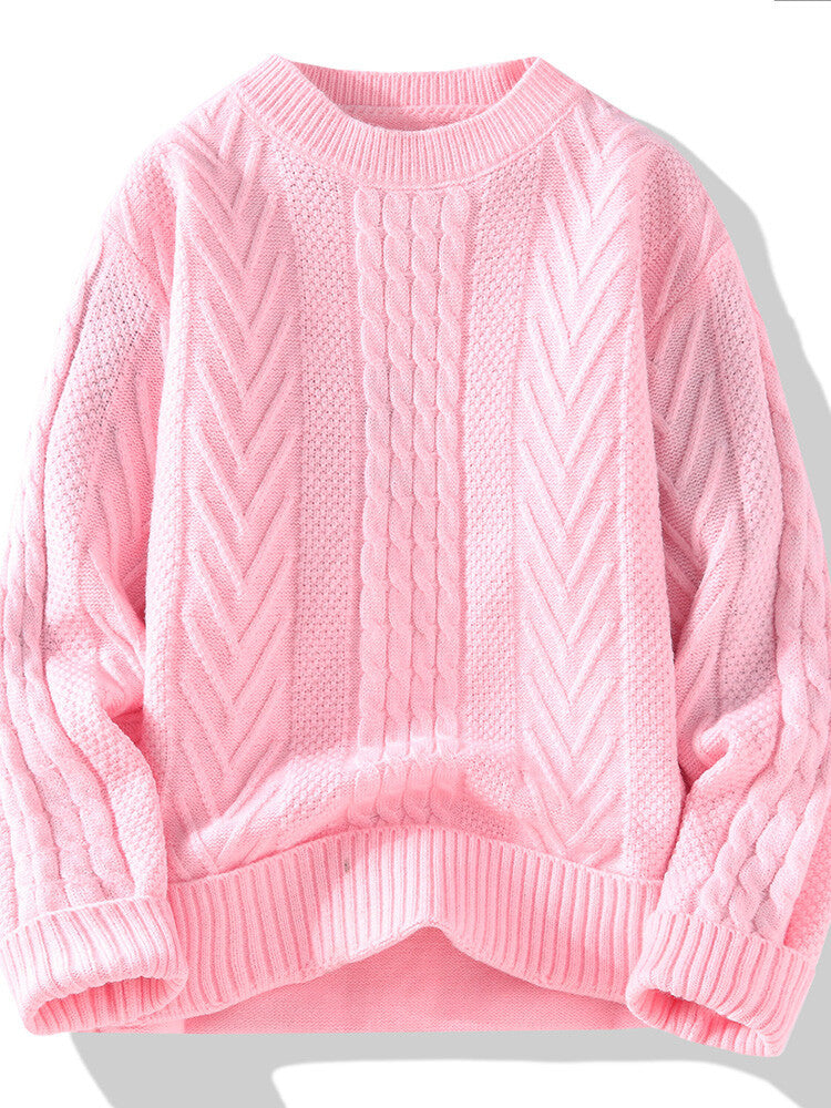 Street-Wave Mens Cable Knit Pullover With Modern Braided And Ribbed Texture Cozy Premium Knitwear