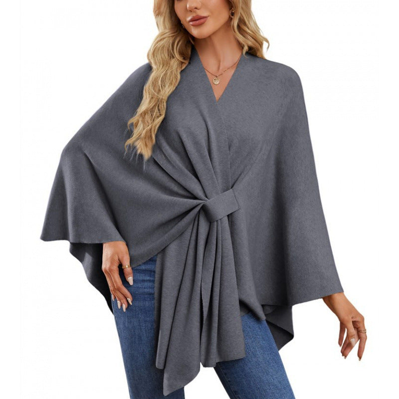 Streetwave Wrap Coat With Knot Tie Front Elegant Draped Silhouette For Stylish Women