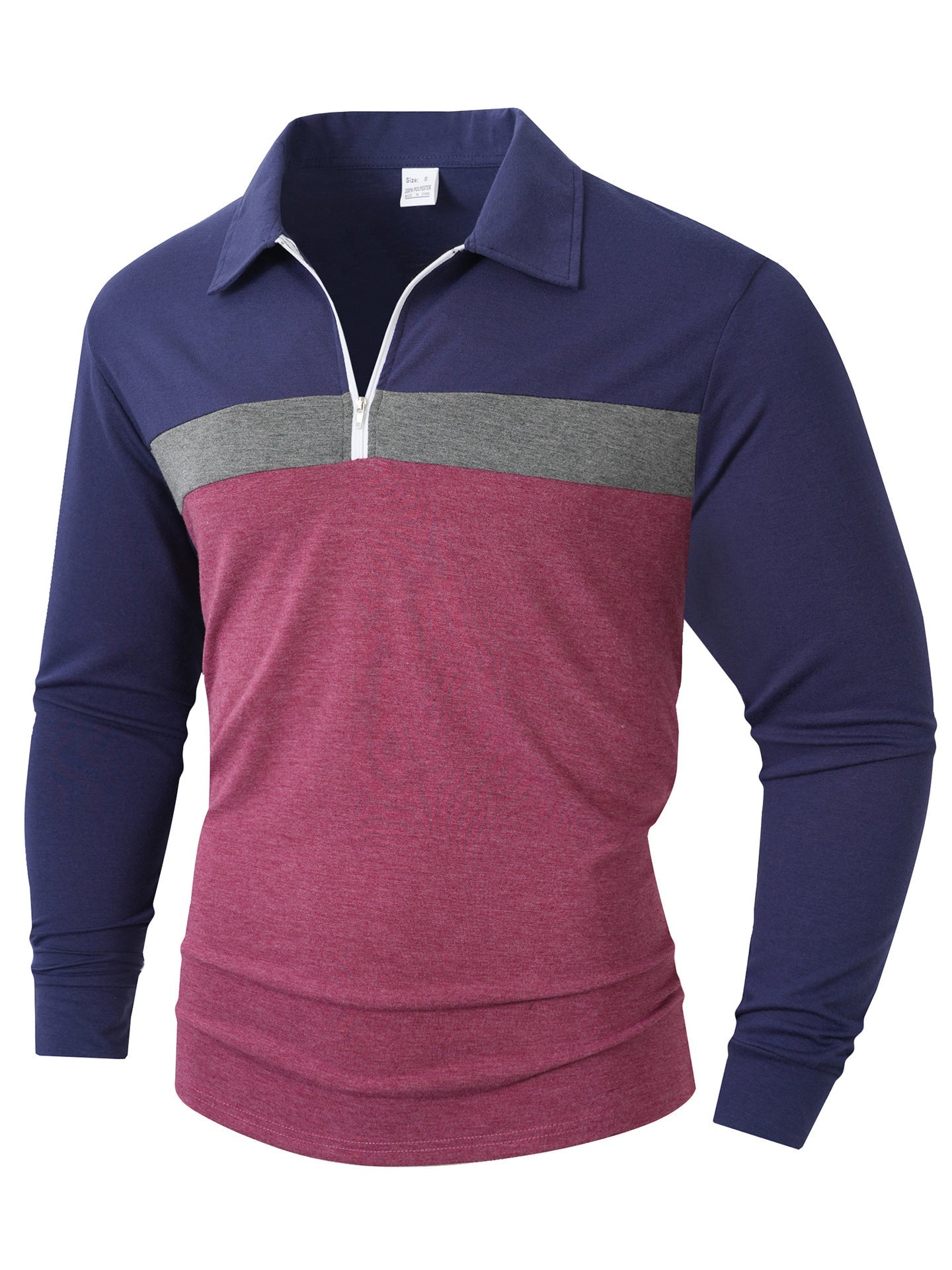 Mens Sporty Zip Long Sleeve Shirt Street-wave Breathable Moisture-Wicking Athletic Top for Active Men