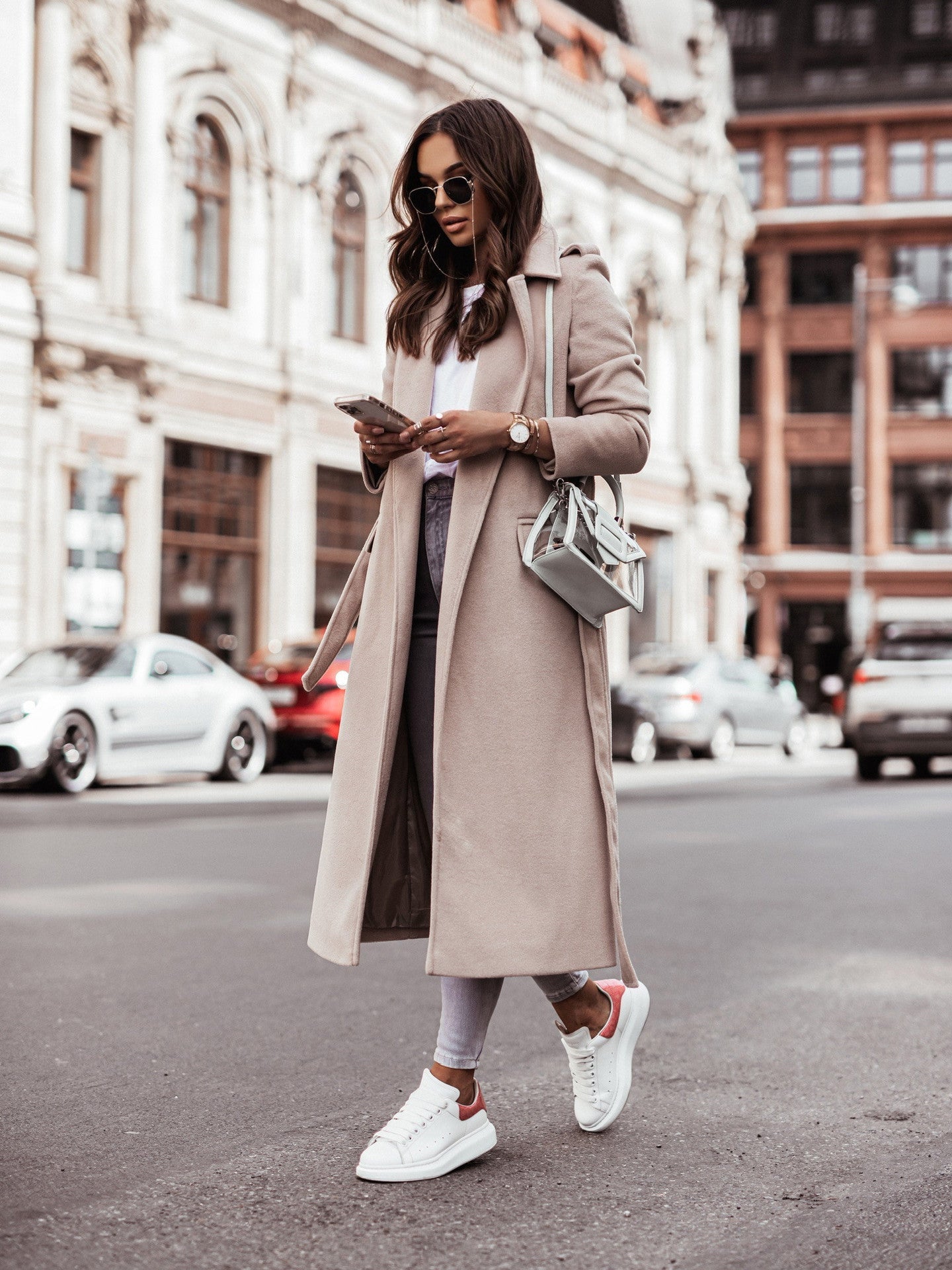 Streetwave Elegant Women Long Coat Belted Soft Cozy Warm Outerwear For Chic Everyday