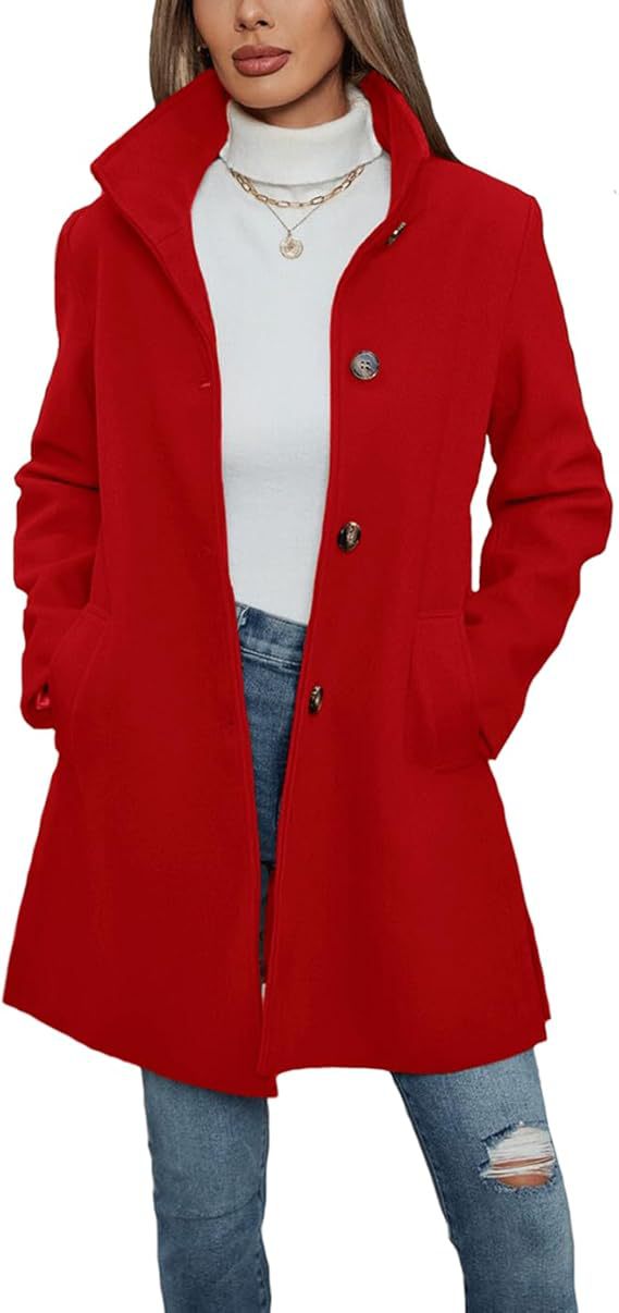 Street-Wave Womens Wool Coat With High Collar And Practical Pockets Designed For Women