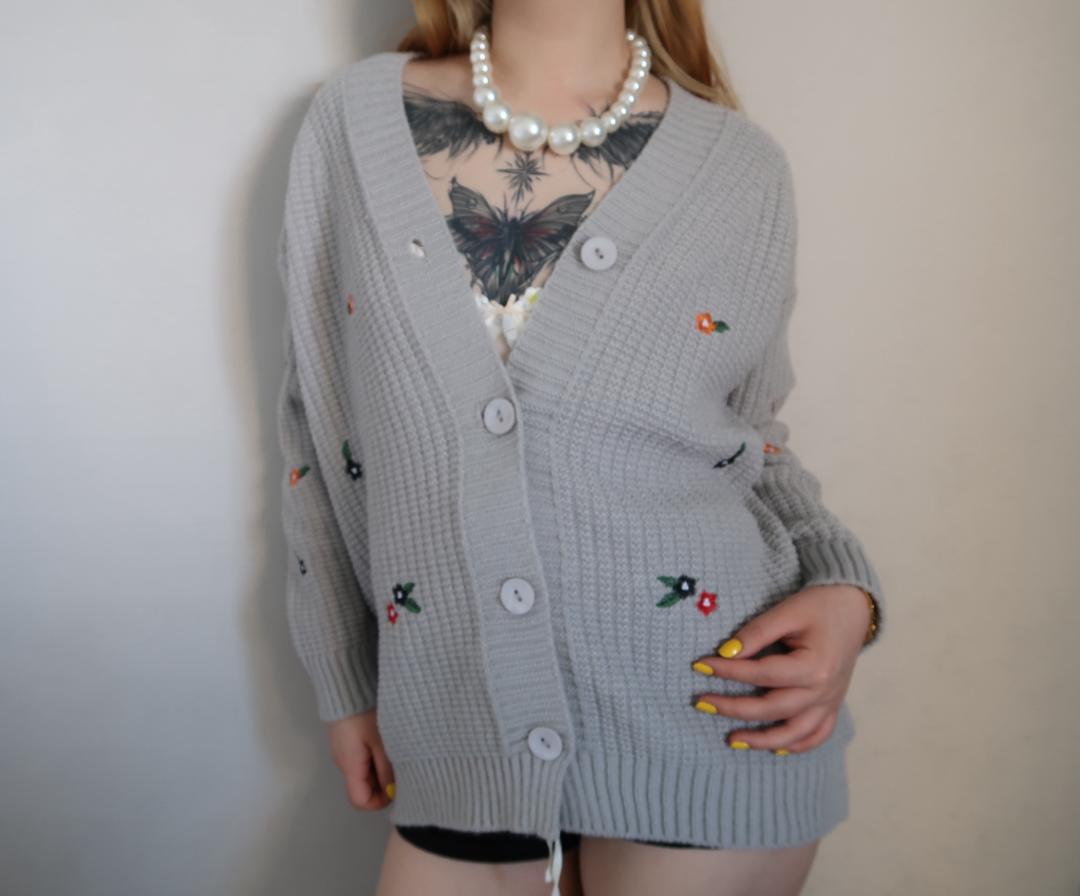 Floral Embroidered Cardigan for Women Streetwave Soft Breathable Knit Cozy Chic Everyday Wear
