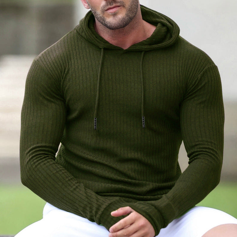 Mens Hoodie With Rib Knit Design Streetwave For Men Cozy Breathable Cotton Blend Everyday Wear