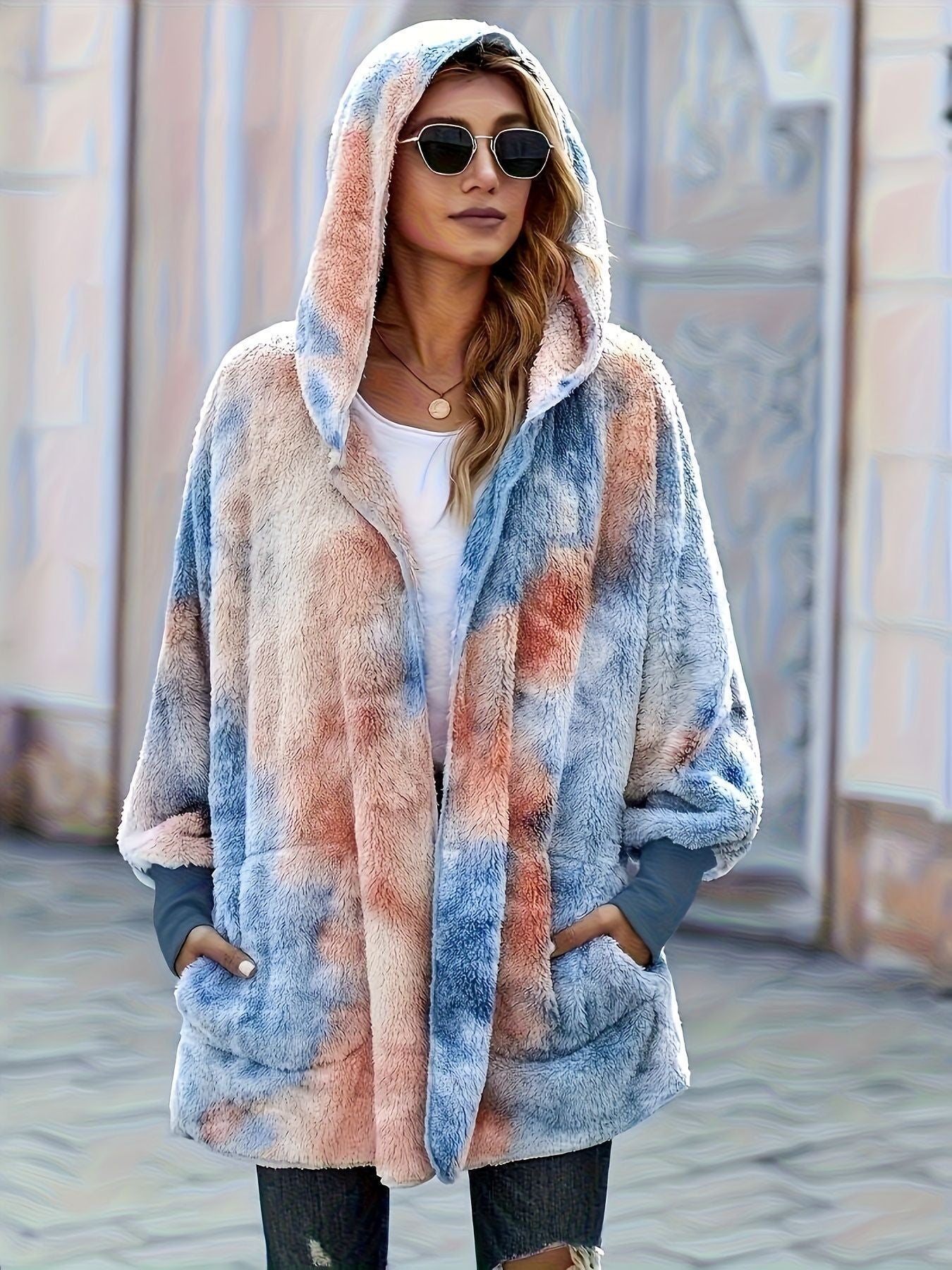 Street-wave Women Teddy Fleece Hoodie Coat Ultra Soft Cozy Warmth Hooded Comfort Everyday Wear