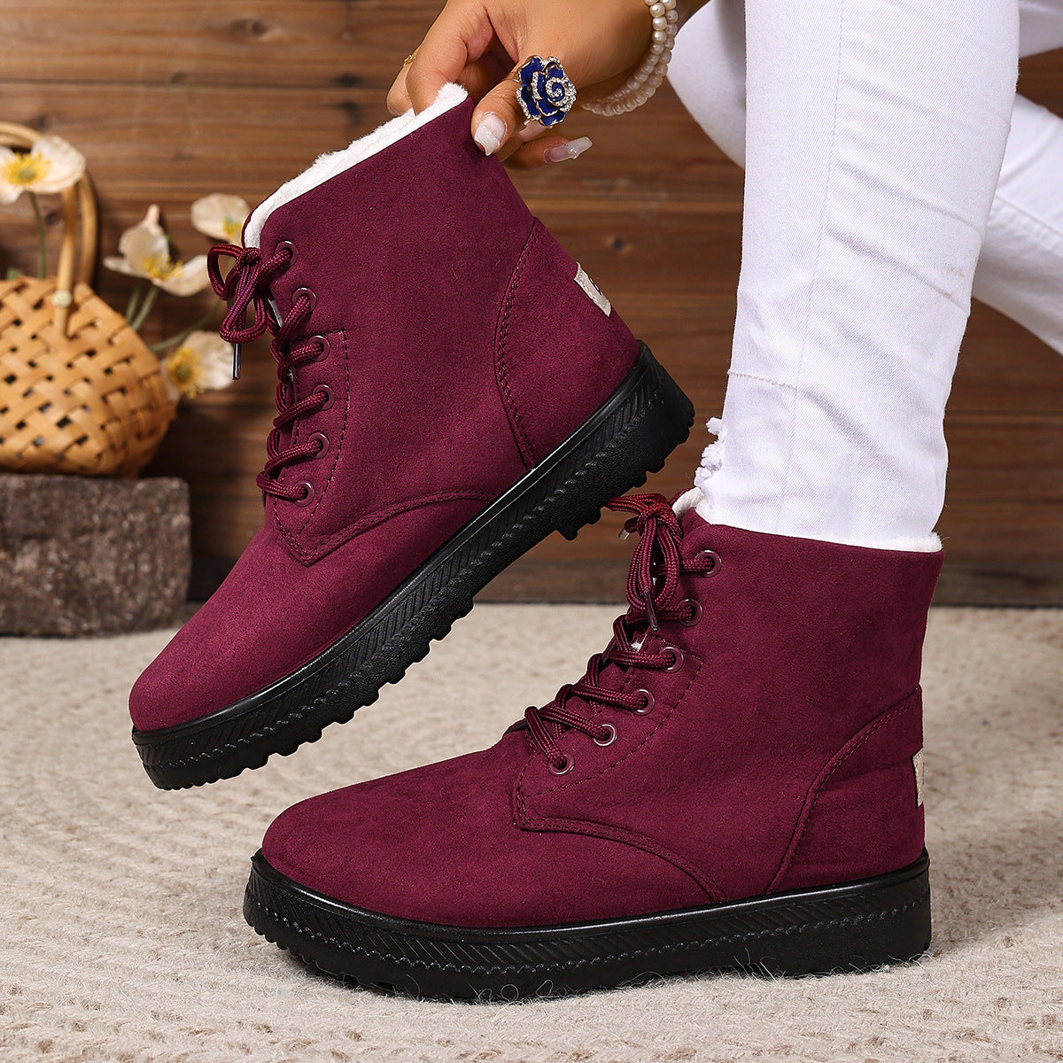 Street Wave Women Warm Fleece Lined Winter Boots Insulated Comfort For Cold Weather Outdoors