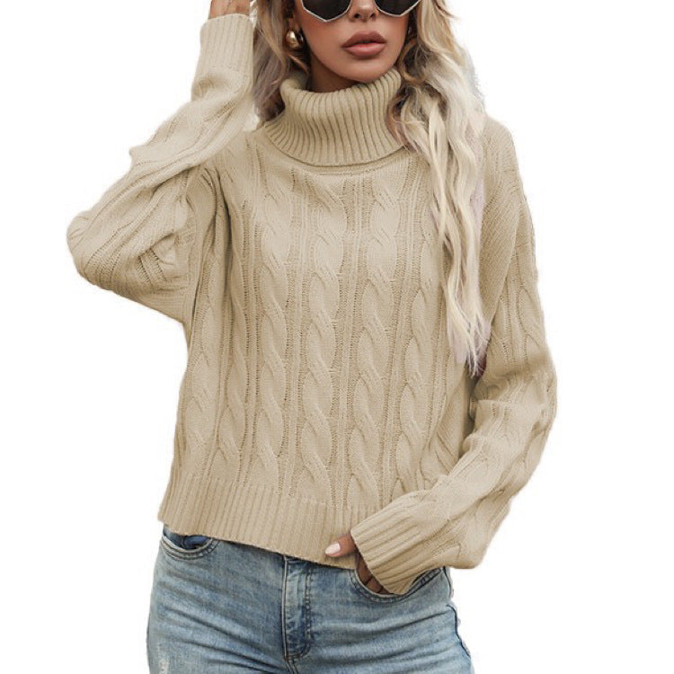 Street Wave Womens Cable Knit Turtleneck Sweater With Relaxed Fit For Women Cozy Warmth