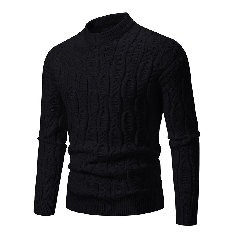 Mens Cable Knit Sweater Street-wave Premium Cozy Warm Crew Neck For Men Everyday Casual Wear