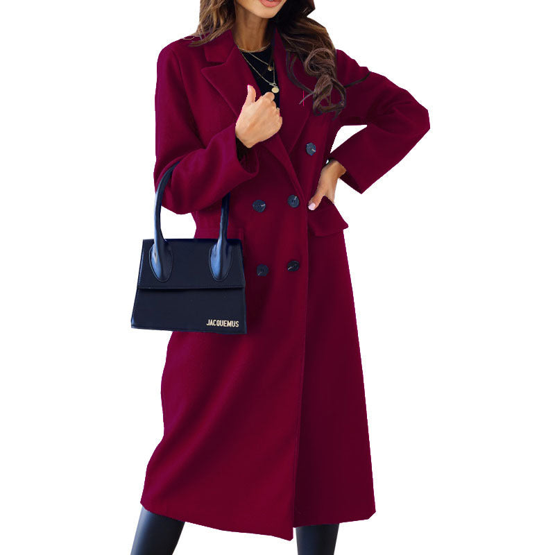 Streetwave Womens Wool Coat Double Breasted Elegant Warmth Timeless Chic Outerwear