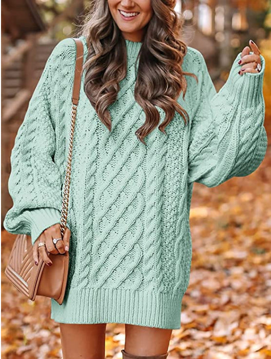 Street-wave Women's Cable Knit Sweater With Voluminous Sleeves In Soft Cozy Wool