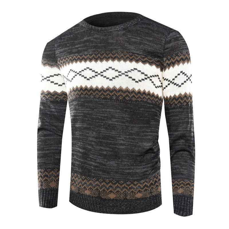 Street-wave Mens Knit Sweater With Modern Geometric Pattern Cozy Warmth For Men Everyday