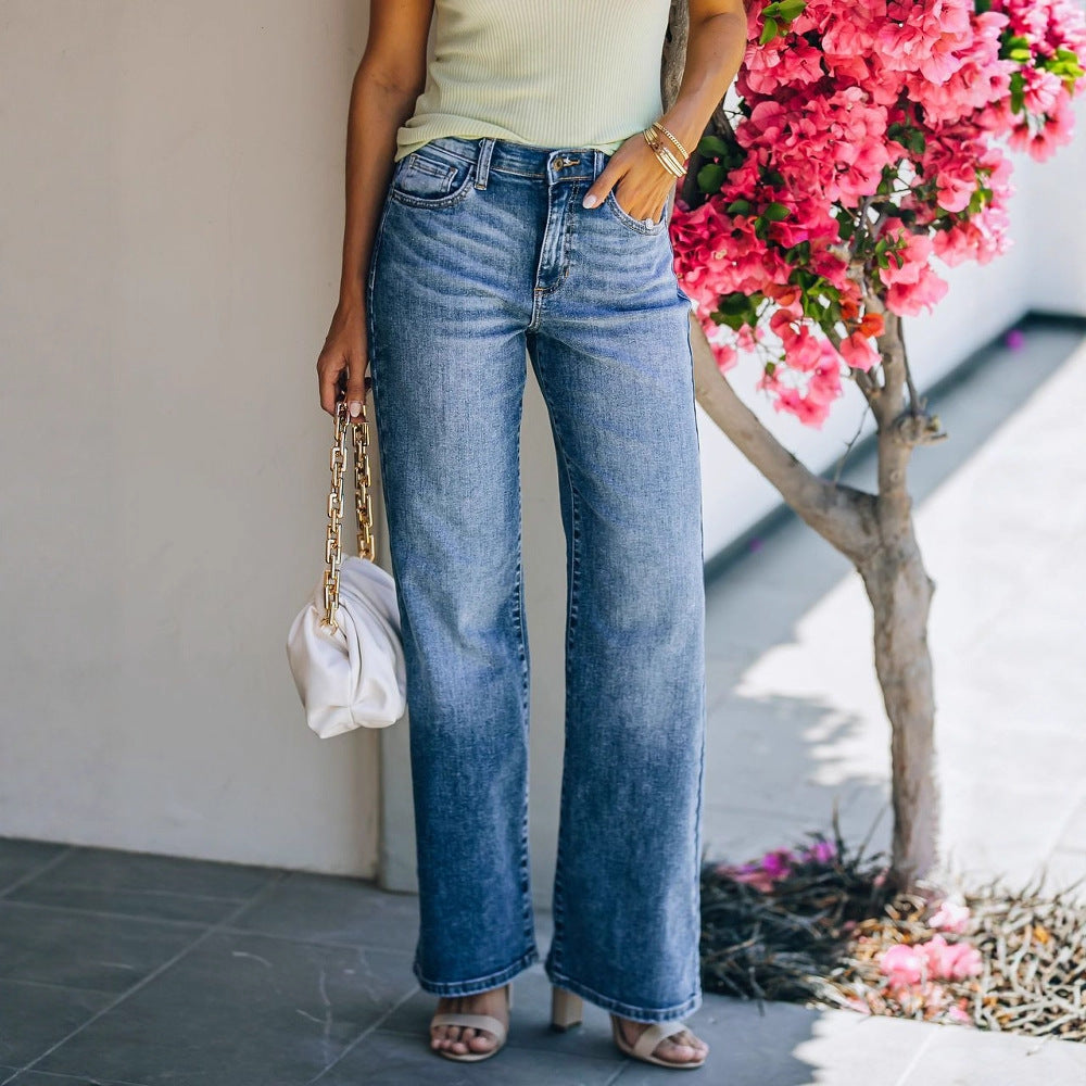 Street-Wave Women High-Waist Wide-Leg Jeans For Modern Style And All-Day Comfort