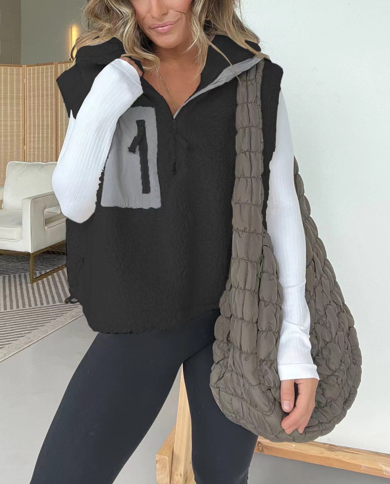Street-wave Womens Cozy Fleece Vest With Practical Zipper For Chill Days Ideal Layer For Outdoors And Travel