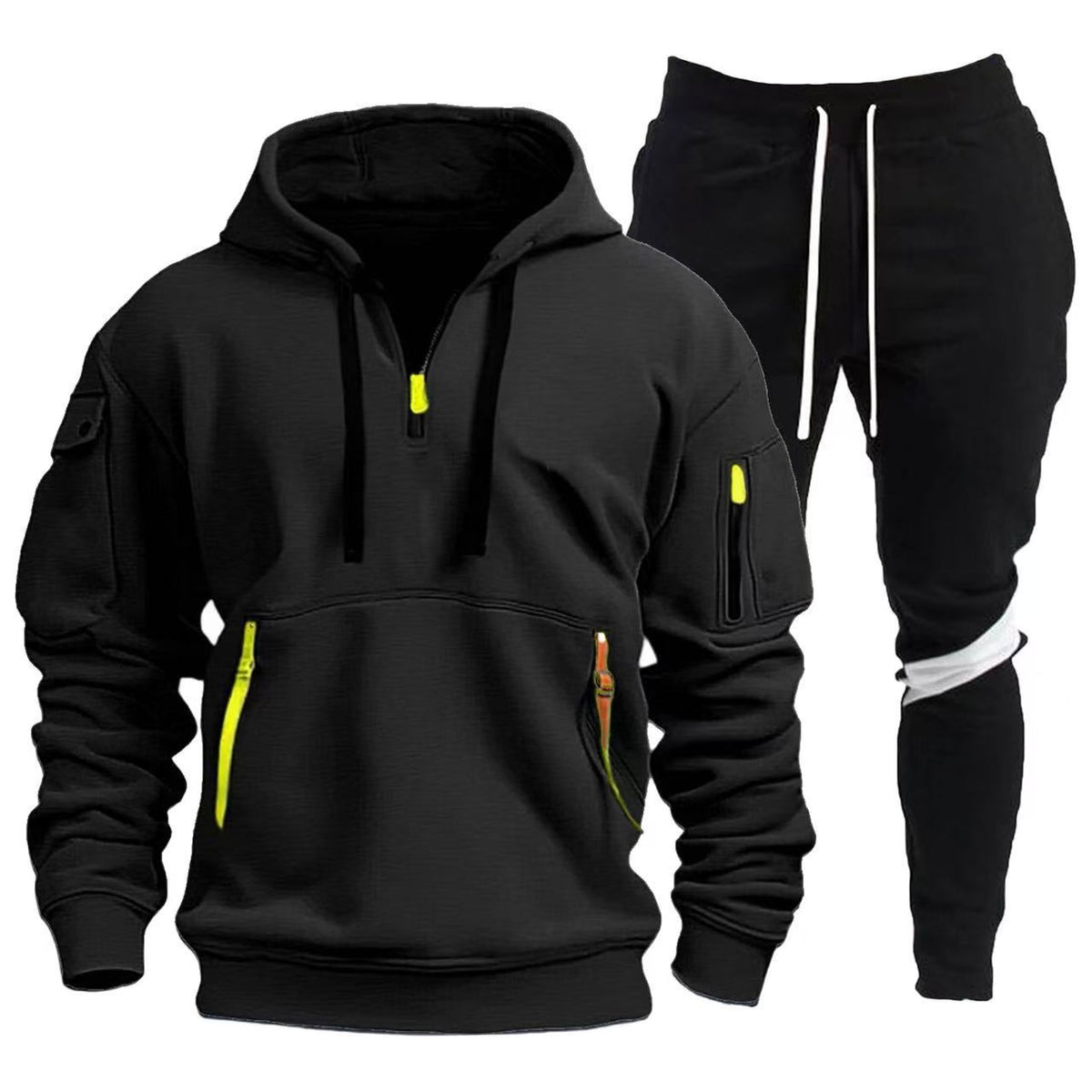 Street Wave Mens Sport Hoodie And Jogger Set Breathable Cotton Blend For Active Men