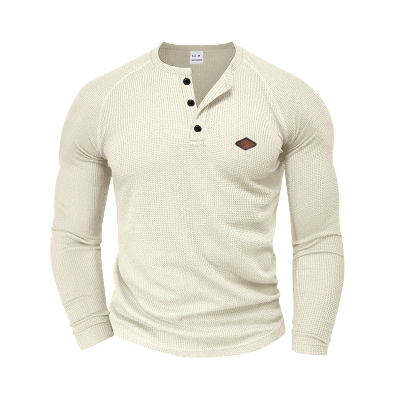 Street-wave Men's Henley Long Sleeve Shirt Textured Knit