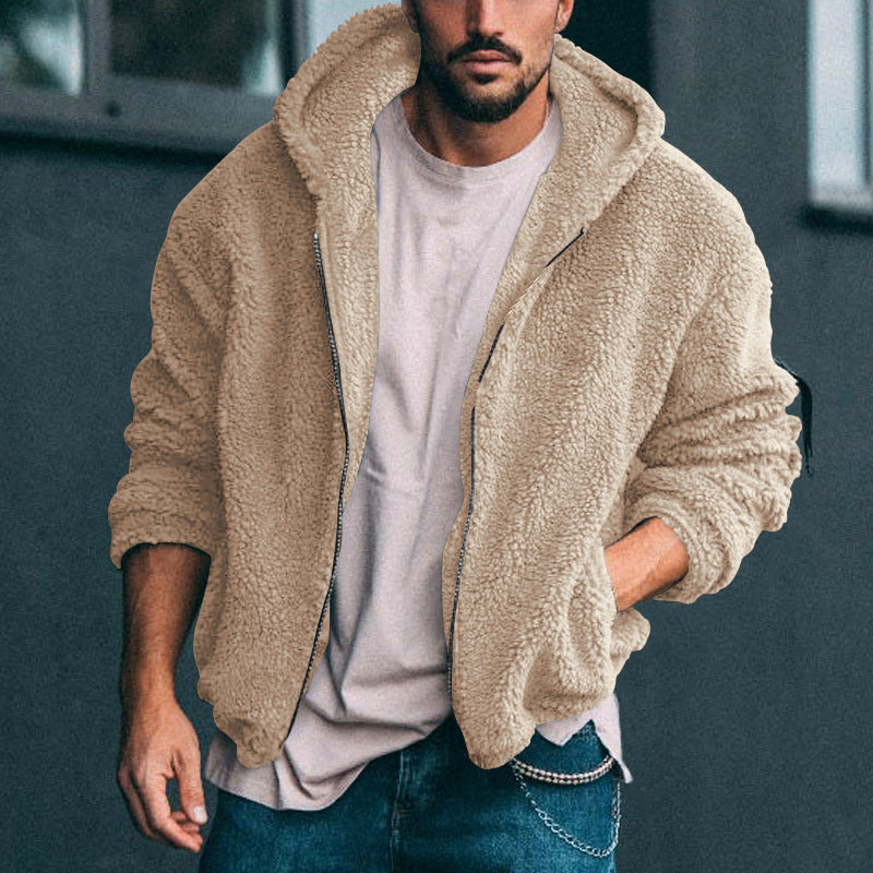 Street-Wave Men's Ultra-Soft Fleece Jacket With High Collar Zipper For Warm Comfort