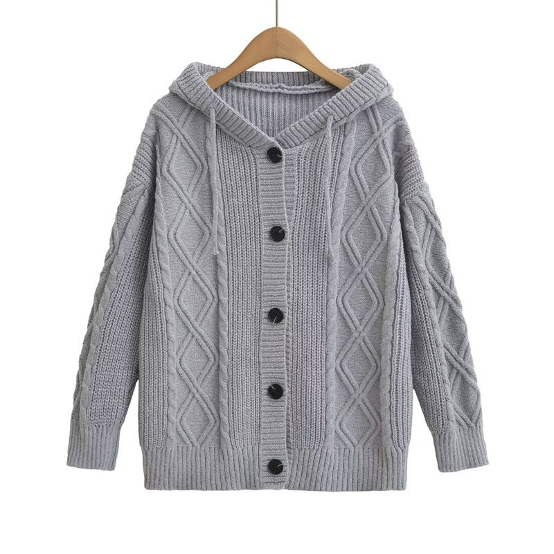Streetwave Hooded Cable Knit Cardigan For Women Cozy Warmth Soft Yet Stylish Everyday Wear