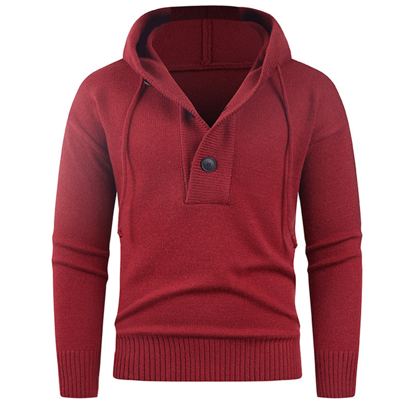 Street Wave Premium Men Soft Cotton Knit Sweater With High Collar And Functional Buttons