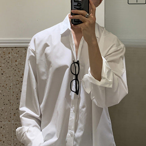 Mens Oversize Shirt Breathable Cotton Casual Fit Everyday All Season Street-wave For Men