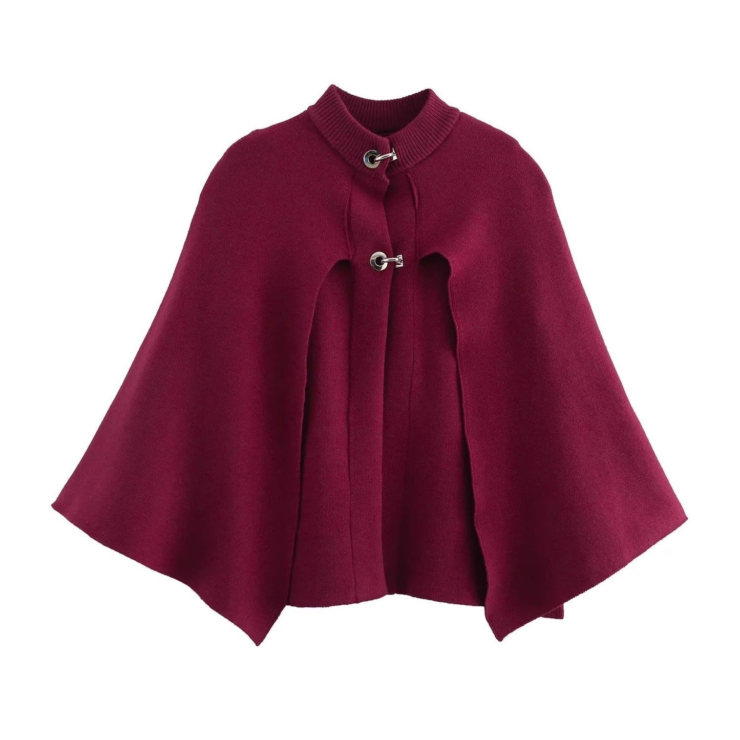 Street-Wave Womens Cape Coat With Elegant Stand Collar And Decorative Buttons Chic Design For Modern Women