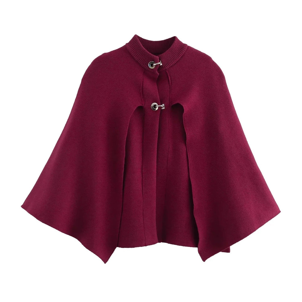 Street-Wave Womens Cape Coat With Elegant Stand Collar And Decorative Buttons Chic Design For Modern Women