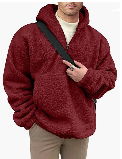 Street Wave Men's Cozy Fleece Pullover With Half Zip Superior Warmth Soft Plush Exterior For Everyday Casual Wear