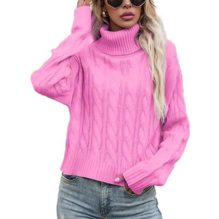 Street Wave Womens Cable Knit Turtleneck Sweater With Relaxed Fit For Women Cozy Warmth