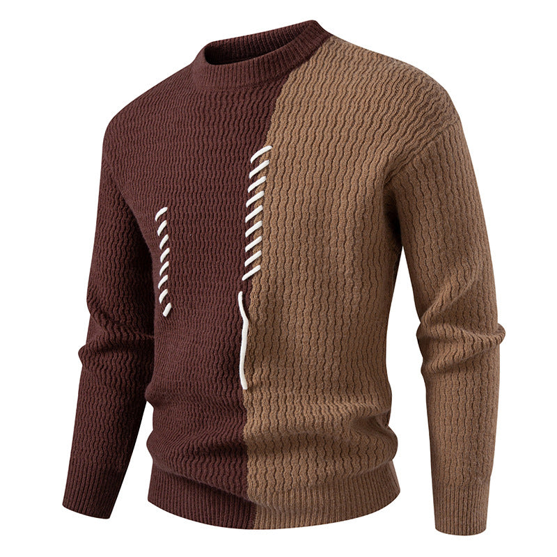 Men's Chunky Knit Sweater With Asymmetrical Pattern And Decorative Detail Street Wave For Fashionable Men