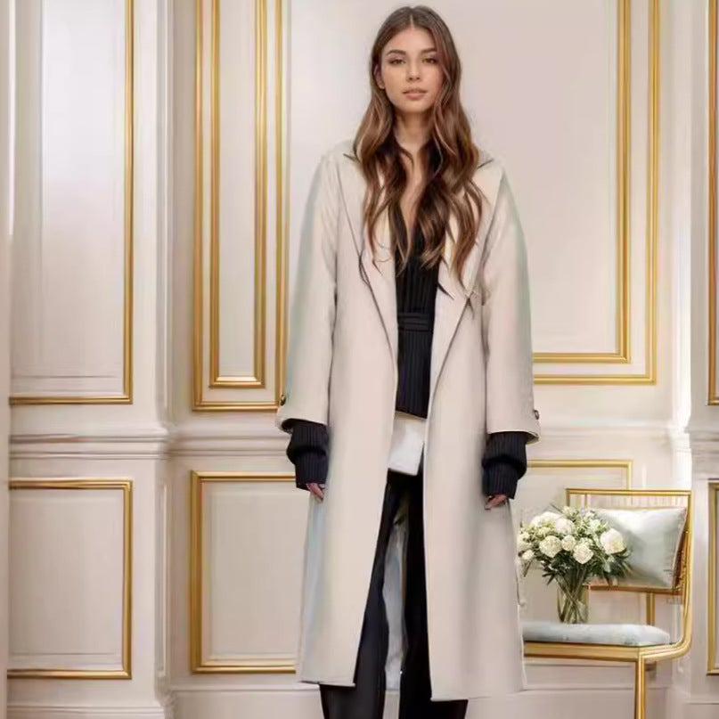Street Wave Duster Coat For Women With Spacious Pockets And Modern Silhouette With Belt