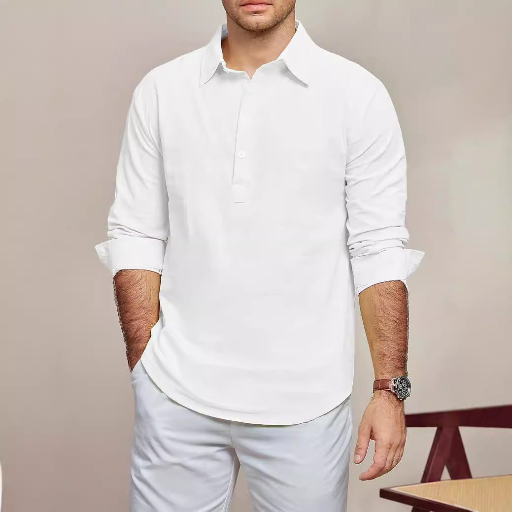 Streetwave Mens Casual Long Sleeve Shirt With Placket Breathable Cotton Comfort For Men