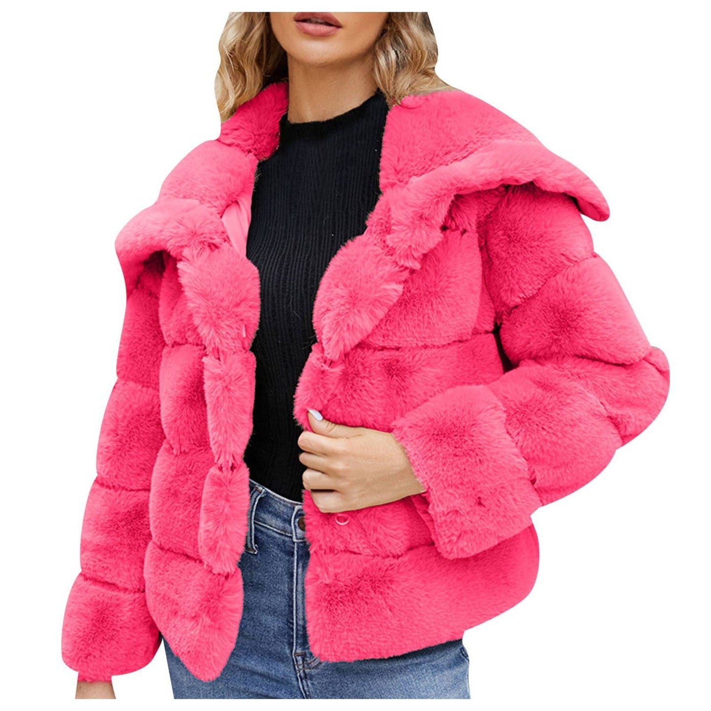 Street-Wave Women's Trendy Puff Jacket With Soft-Fleece-Lined Faux Fur Warmth For Cold Winter Weather