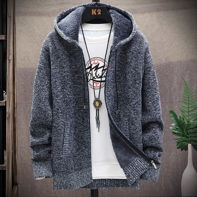 Street-wave Mens Cozy Fleece-Lined Hooded Jacket For Stylish Comfort In Cool Weather